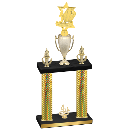 Double Gold Carbon Fiber Fourth Place Pickleball Trophy