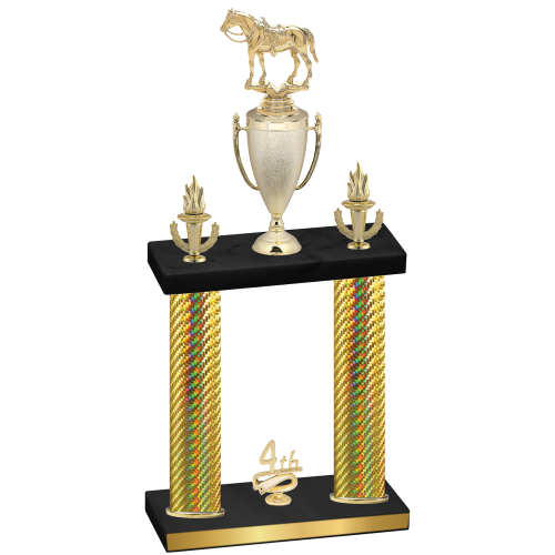Double Gold Carbon Fiber Fourth Place Horses Trophy