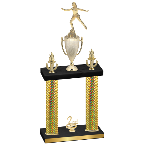 Double Gold Carbon Fiber Second Place Skater Trophy