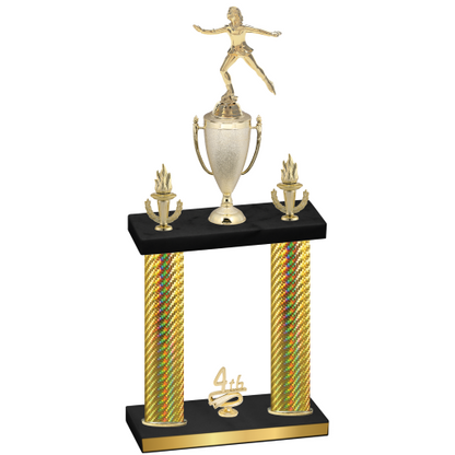 Double Gold Carbon Fiber Fourth Place Skater Trophy