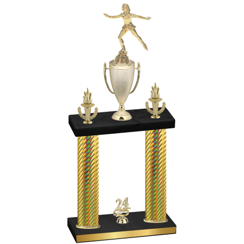 Double Gold Carbon Fiber Year Skater Trophy