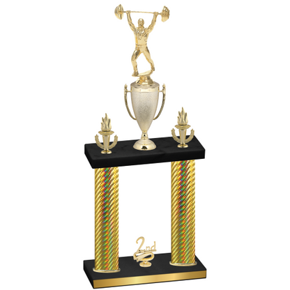 Double Gold Carbon Fiber Second Place Weights Trophy