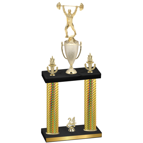 Double Gold Carbon Fiber Year Weights Trophy