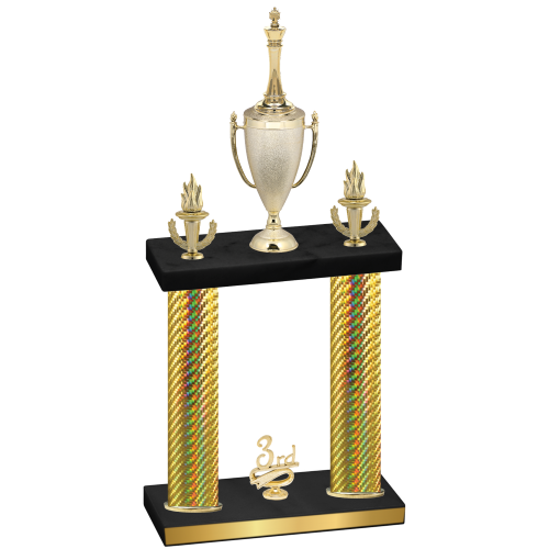 Double Gold Carbon Fiber Third Place Chess Trophy