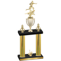 Double Gold Carbon Fiber First Place Flag Football Trophy