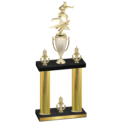 Double Gold Carbon Fiber Victory Flag Football Trophy