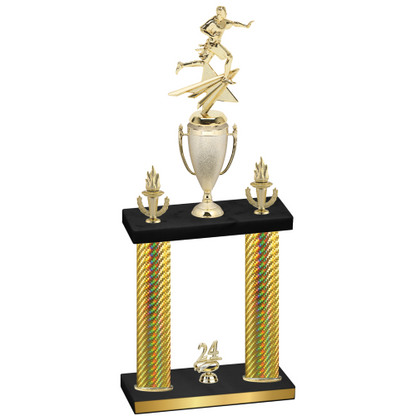 Double Gold Carbon Fiber Year Flag Football Trophy
