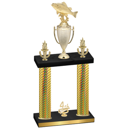 Double Gold Carbon Fiber Fourth Place Fishing Trophy