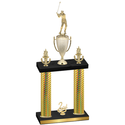 Double Gold Carbon Fiber Second Place Golf Trophy