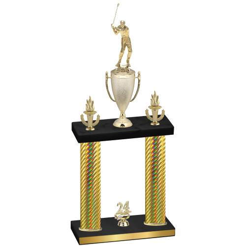 Double Gold Carbon Fiber Year Golf Trophy