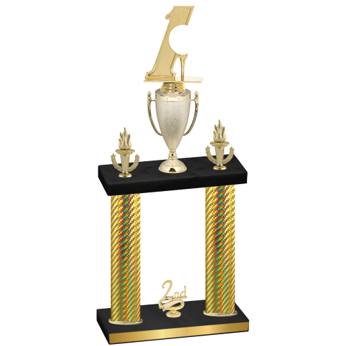 Double Gold Carbon Fiber Second Place Golf Trophy