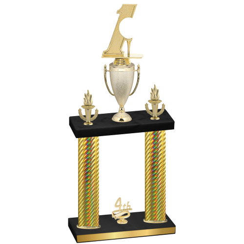 Double Gold Carbon Fiber Fourth Place Golf Trophy