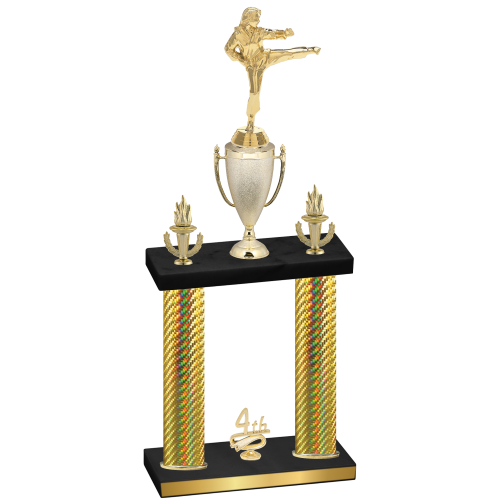Double Gold Carbon Fiber Fourth Place Karate Trophy