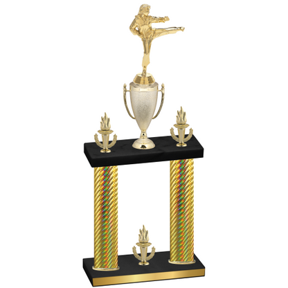 Double Gold Carbon Fiber Victory Karate Trophy
