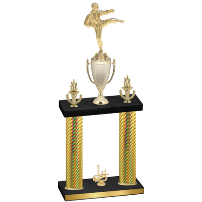 Double Gold Carbon Fiber First Place Karate Trophy