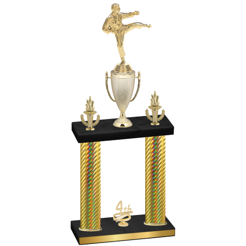 Double Gold Carbon Fiber Fourth Place Karate Trophy