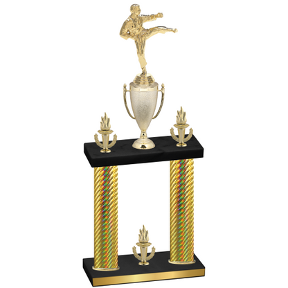 Double Gold Carbon Fiber Victory Karate Trophy