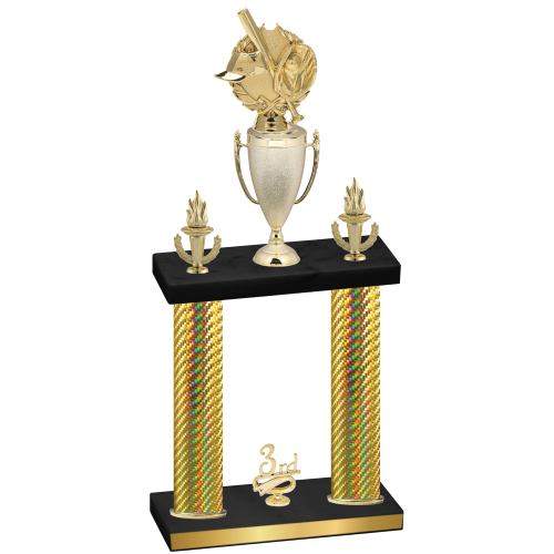 Double Gold Carbon Fiber Third Place Baseball Trophy