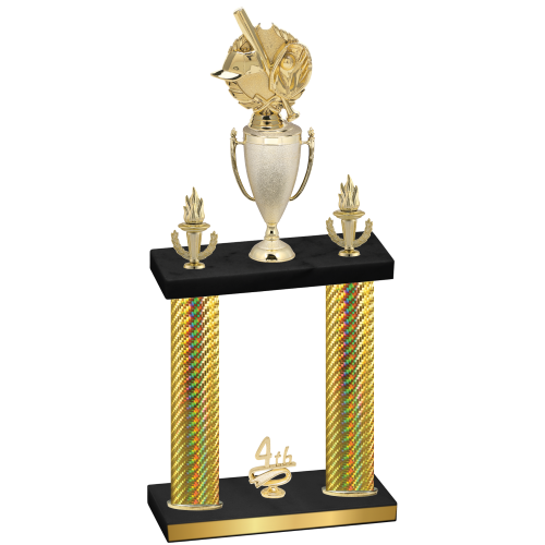 Double Gold Carbon Fiber Fourth Place Baseball Trophy