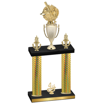 Double Gold Carbon Fiber Fourth Place Baseball Trophy