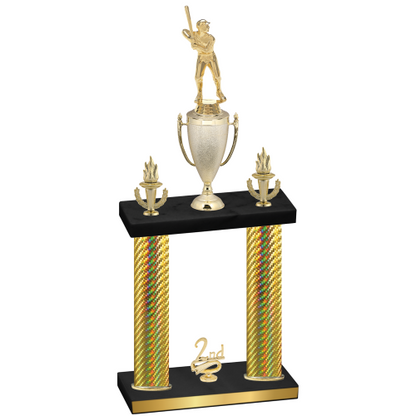 Double Gold Carbon Fiber Second Place Baseball Trophy