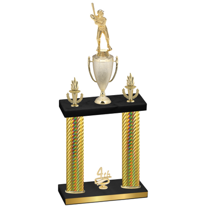 Double Gold Carbon Fiber Fourth Place Baseball Trophy