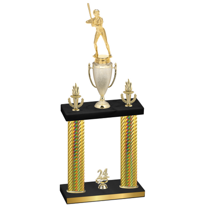 Double Gold Carbon Fiber Year Softball Trophy