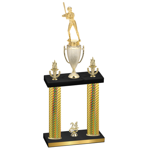Double Gold Carbon Fiber Year Softball Trophy