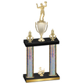 Double Silver Glacier Third Place Volleyball Trophy
