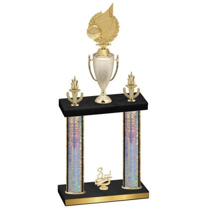 Double Silver Glacier Third Place Volleyball Trophy