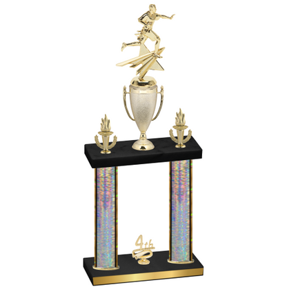 Double Silver Glacier Fourth Place Flag Football Trophy
