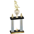 Double Silver Carbon Fiber First Place Football Trophy