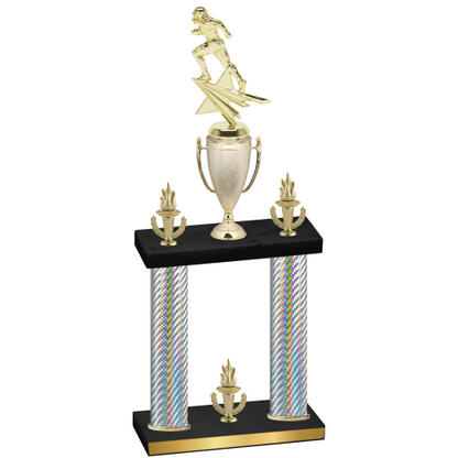 Double Silver Carbon Fiber Victory Football Trophy