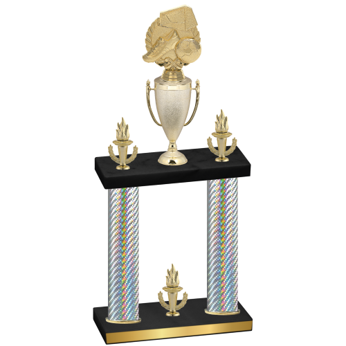 Double Silver Carbon Fiber Victory Soccer Trophy