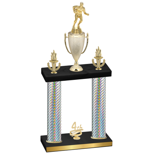 Double Silver Carbon Fiber Fourth Place Rugby Trophy