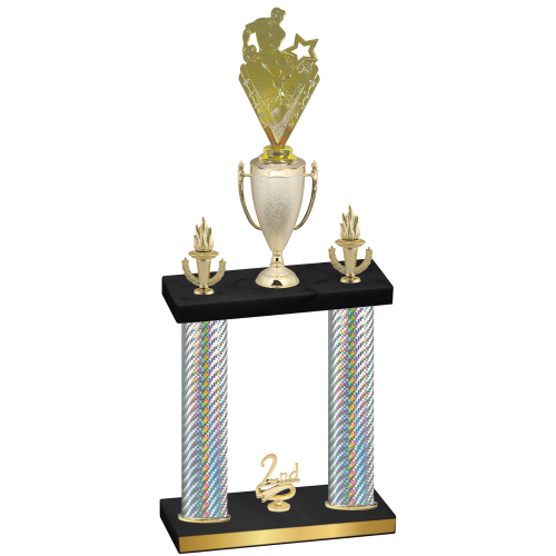 Double Silver Carbon Fiber Second Place Rugby Trophy