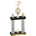 Double Silver Carbon Fiber Fourth Place Running Trophy