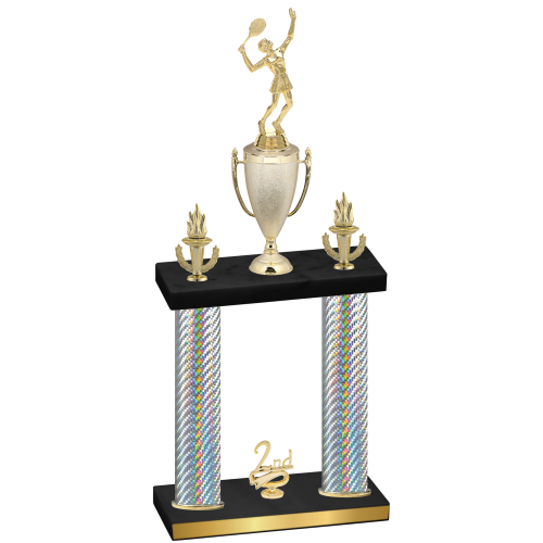 Double Silver Carbon Fiber Second Place Tennis Trophy