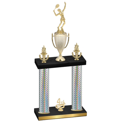 Double Silver Carbon Fiber Fourth Place Tennis Trophy