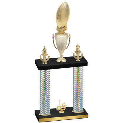 Double Silver Carbon Fiber First Place Football Trophy