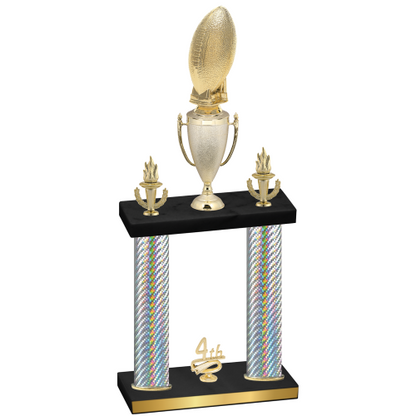 Double Silver Carbon Fiber Fourth Place Football Trophy