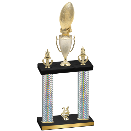 Double Silver Carbon Fiber Year Football Trophy