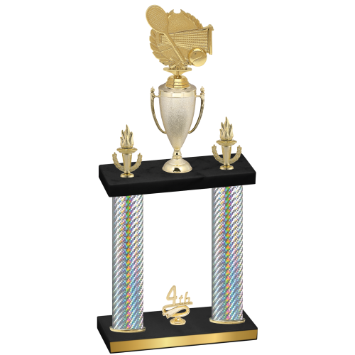 Double Silver Carbon Fiber Fourth Place Tennis Trophy