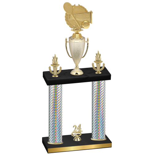 Double Silver Carbon Fiber Year Tennis Trophy