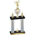 Double Silver Carbon Fiber First Place Volleyball Trophy