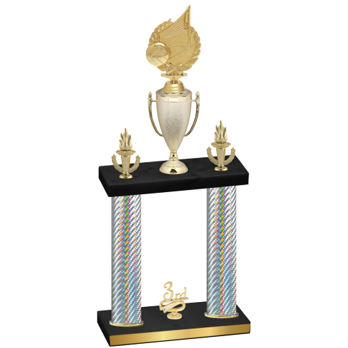 Double Silver Carbon Fiber Third Place Volleyball Trophy