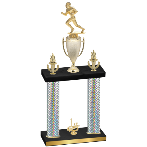 Double Silver Carbon Fiber First Place Football Trophy