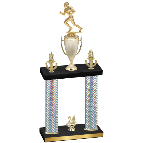 Double Silver Carbon Fiber Year Football Trophy