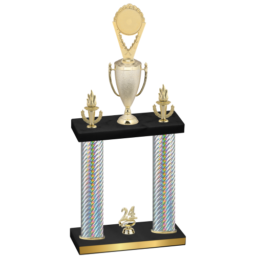 Double Silver Carbon Fiber Year Insert Trophy