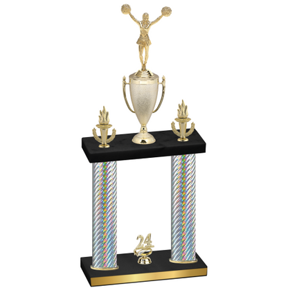 Double Silver Carbon Fiber Year Cheerleading Trophy